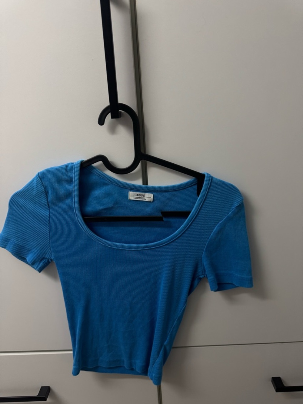 Ardene Bright Blue Scoop Neck Ribbed Short Sleeve Top